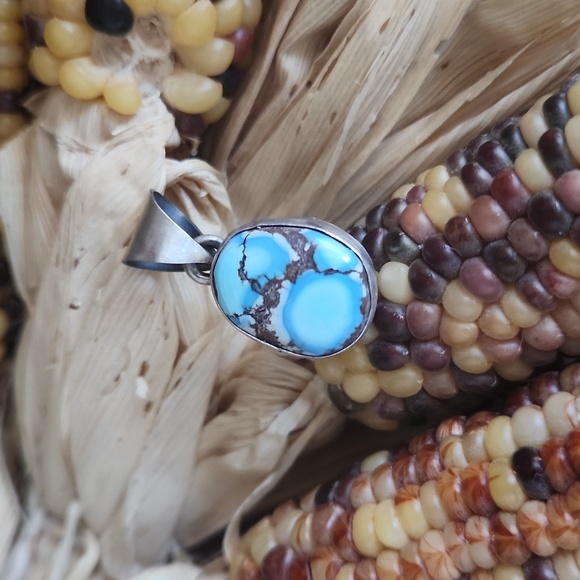 Stunning NWOT Native American Navajo Handmade Golden Hills Turquoise Pendant 🩵 - Picture 1 of 9